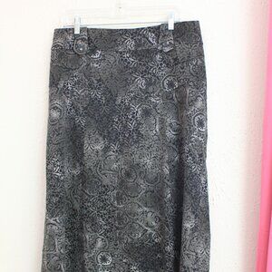 #422 Christopher & Banks Stretch Black Grey Patterned Skirt Size 14W
